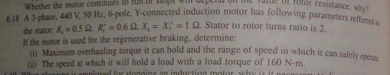Solved 6.18 A 3-phase, 440 V,50 Hz, 6-pole, Y-connected | Chegg.com