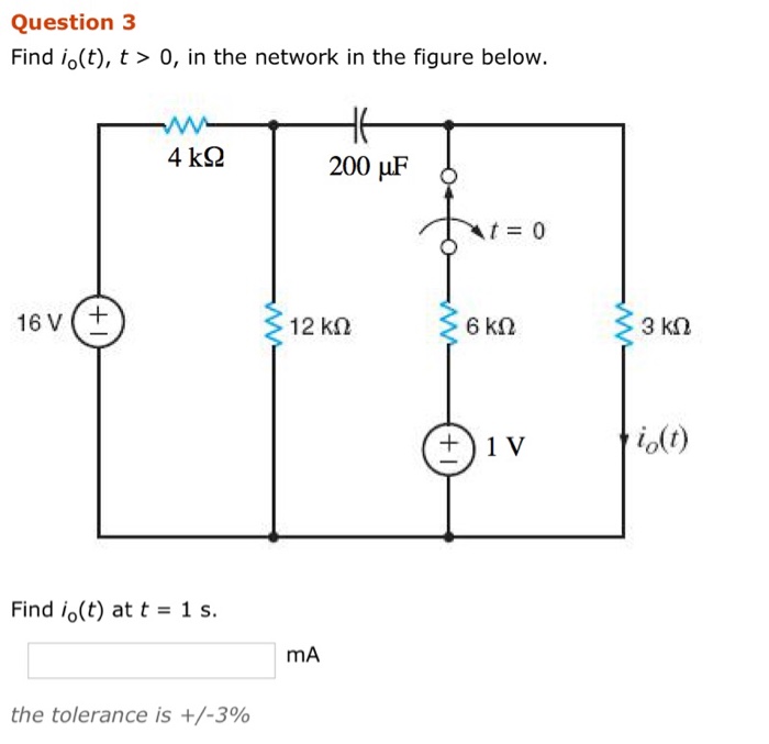 Solved Question 1 Find vo(t), t 0 in the network in the | Chegg.com