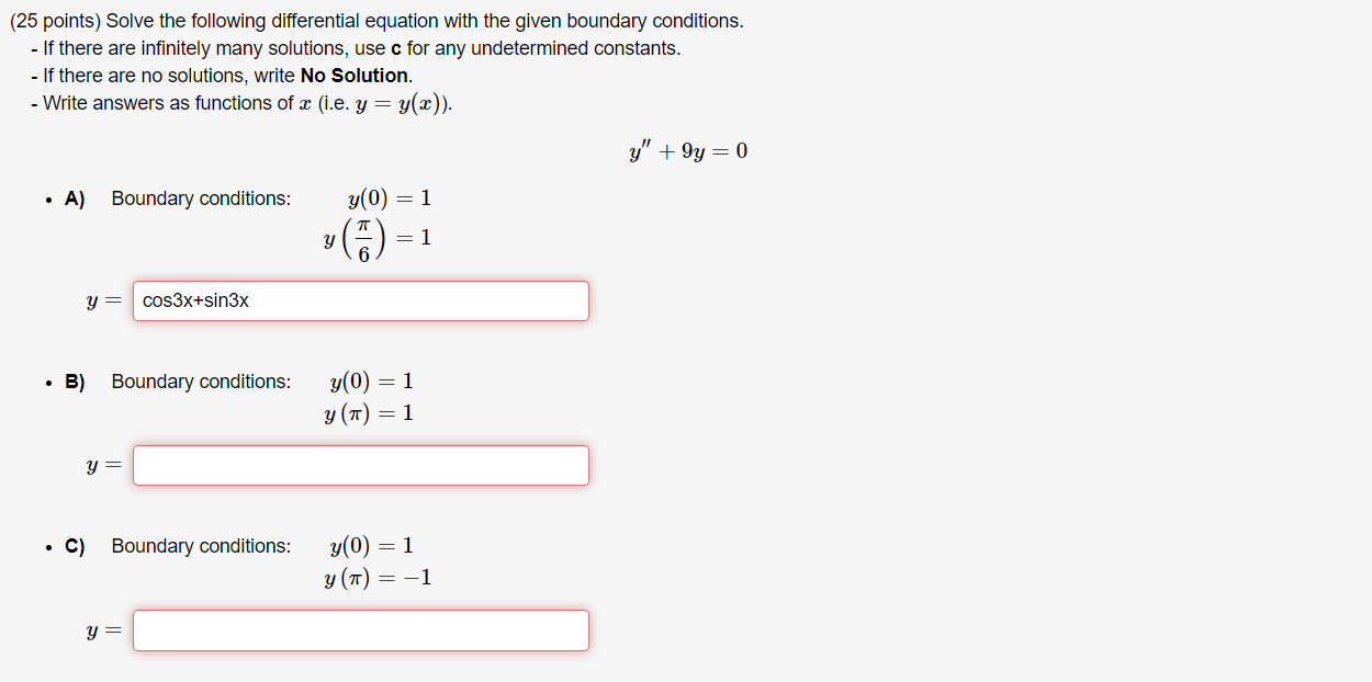 Solved Differential Equations. Please show and circle the | Chegg.com