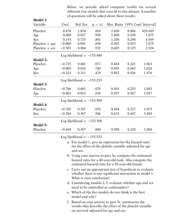 Solved Below, we provide edited computer results for | Chegg.com