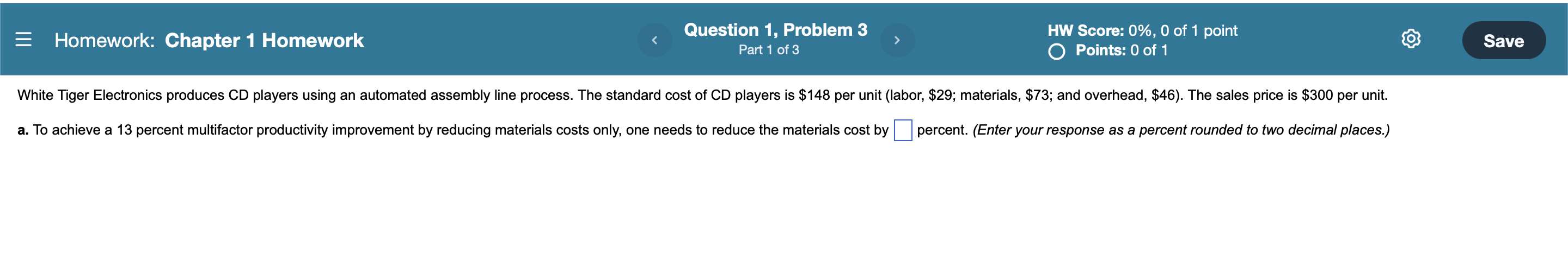 Solved Homework: Chapter 1 Homework Question 1, Problem 3 | Chegg.com