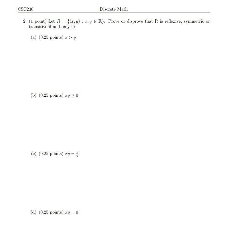 Solved CSC230 Discrete Math 2. (1 point) Let | Chegg.com