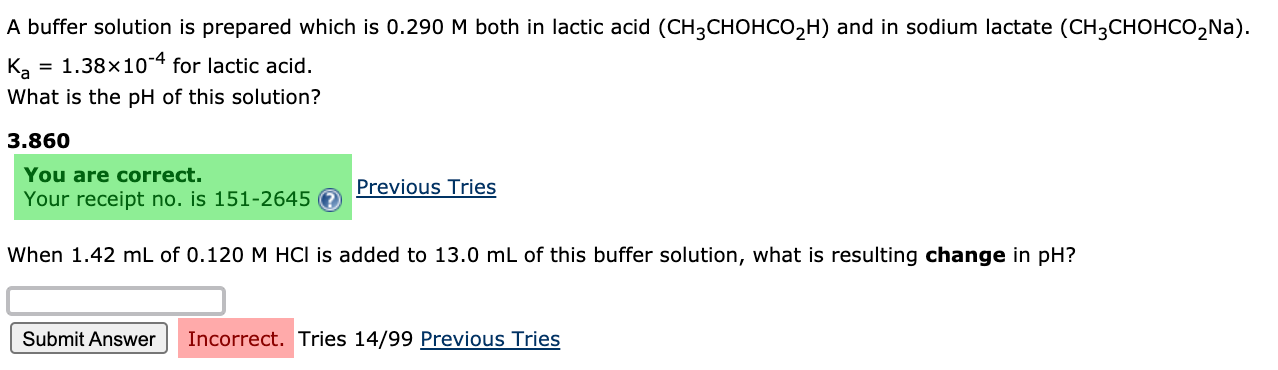 Solved A buffer solution is prepared which is 0.290 M both | Chegg.com