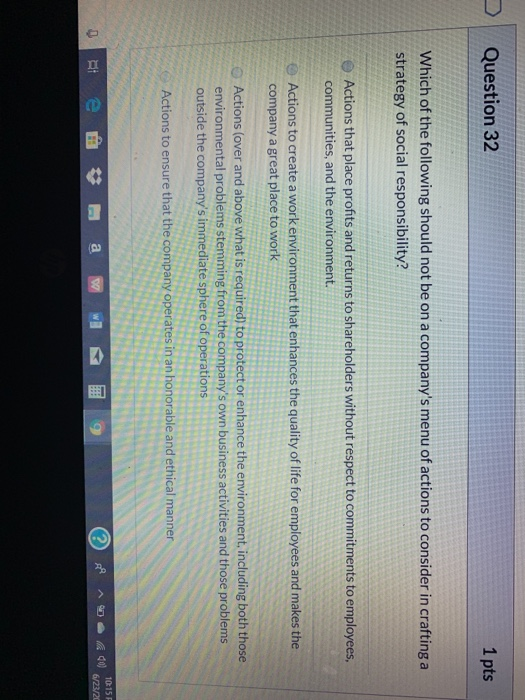 Solved ¢ Question 32 1 pts Which of the following should not | Chegg.com