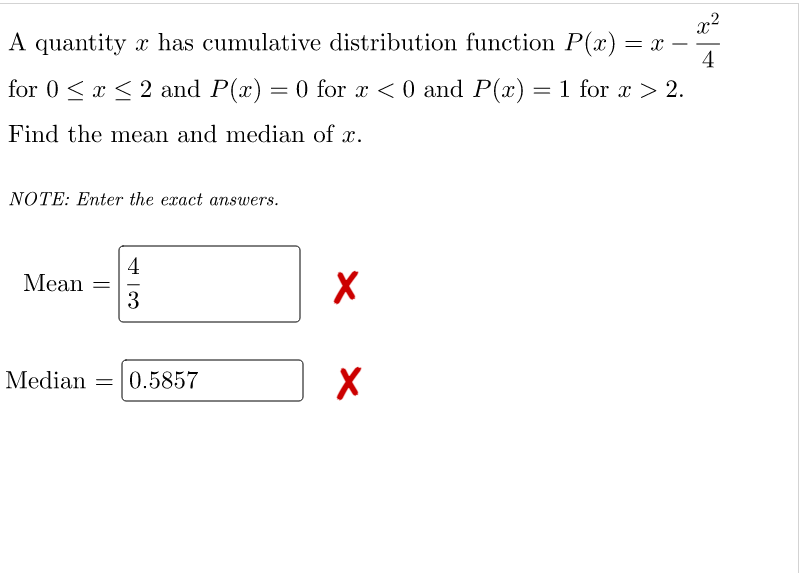 Solved A Quantity X Has Cumulative Distribution Function | Chegg.com