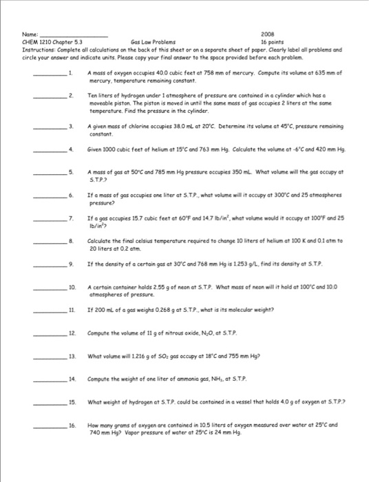 Solved Instructions: Complete all calculations on the back | Chegg.com