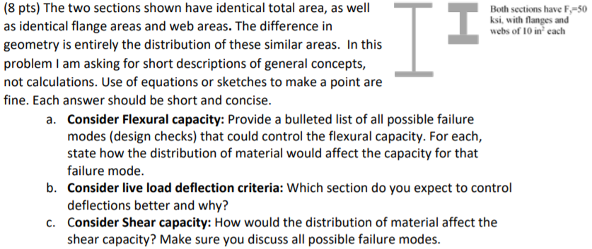 Solved I II I (8 pts) The two sections shown have identical | Chegg.com