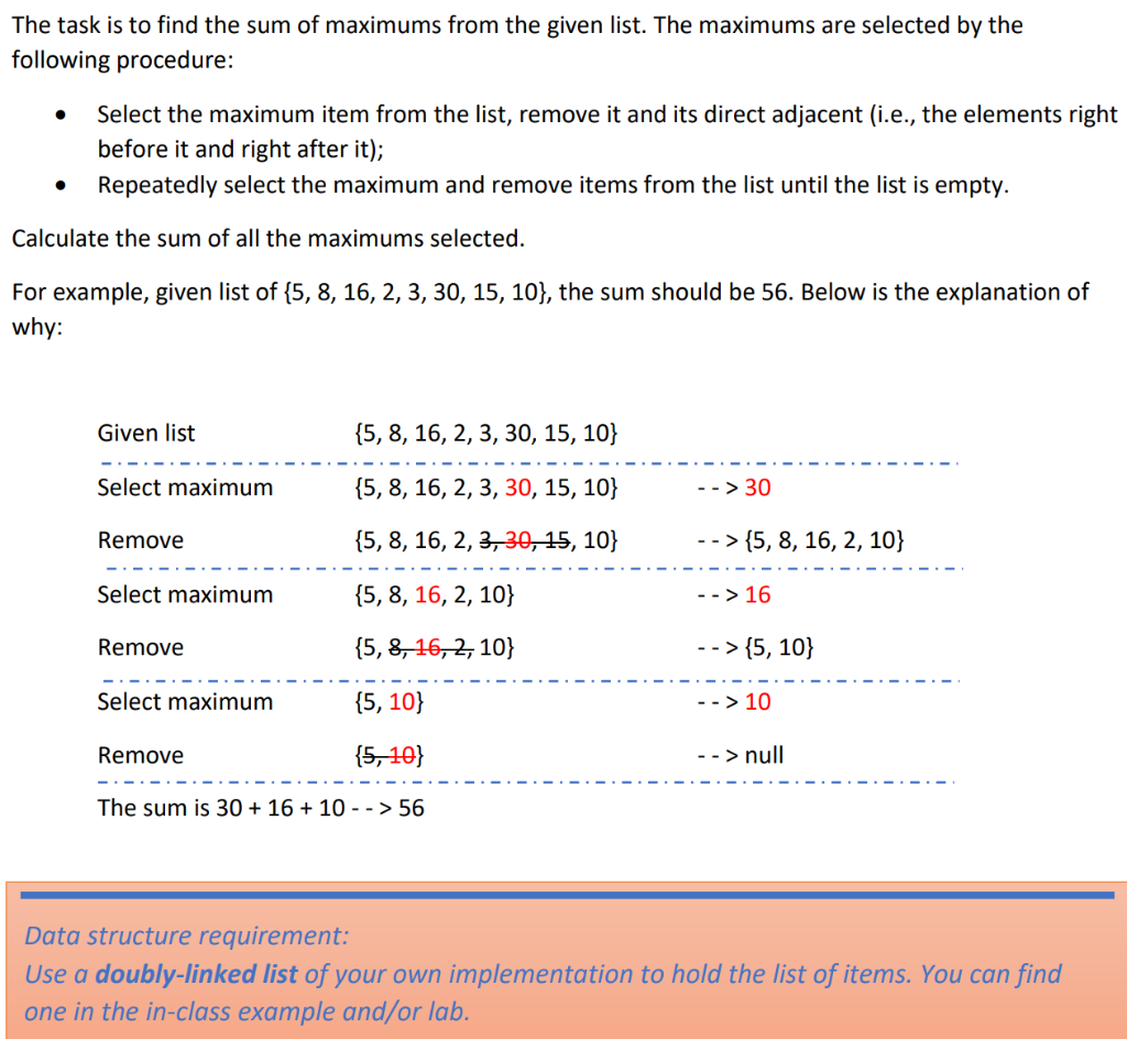 Solved The Task Is To Find The Sum Of Maximums From The | Chegg.com