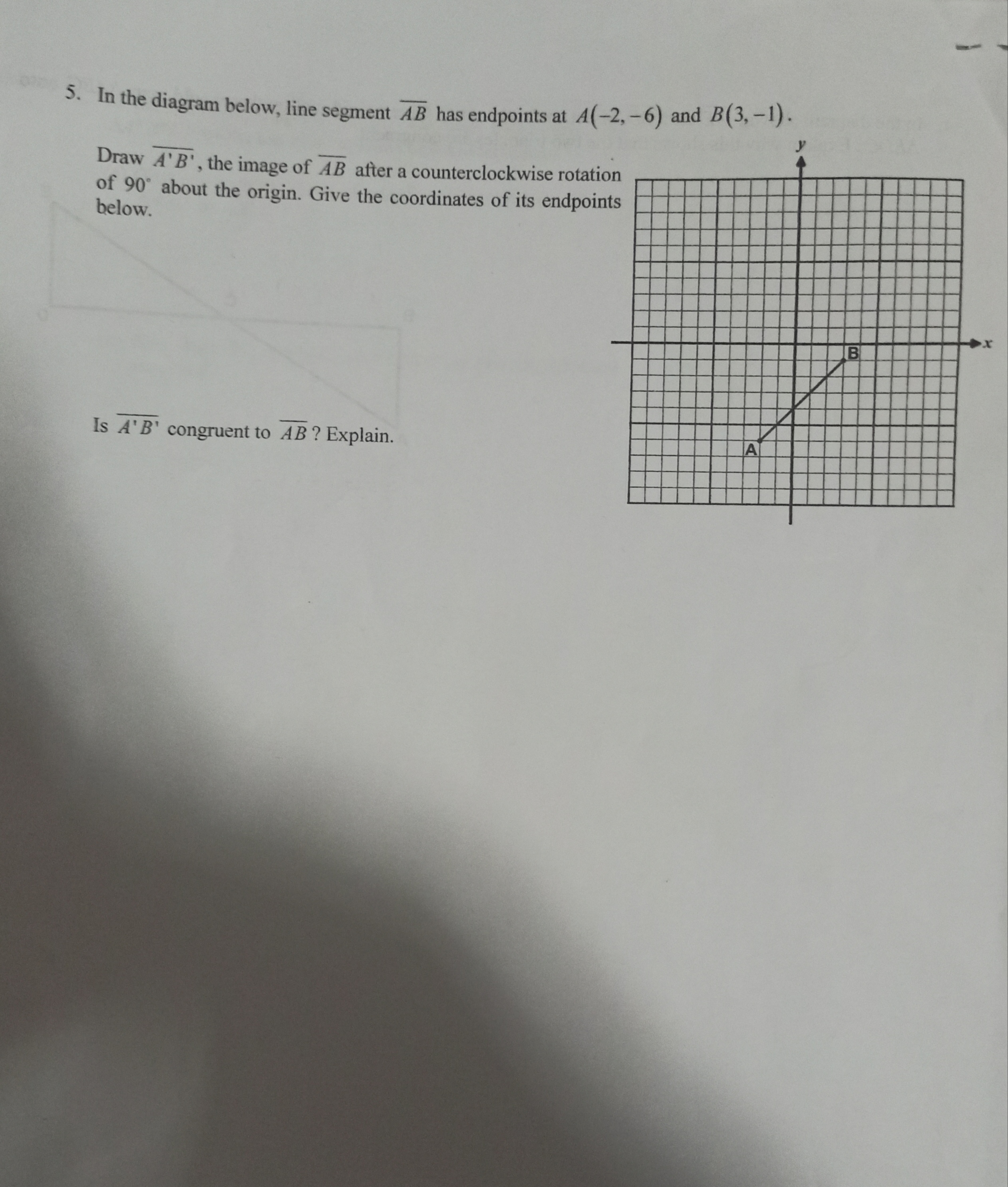 Solved 5. In the diagram below, line segment AB has