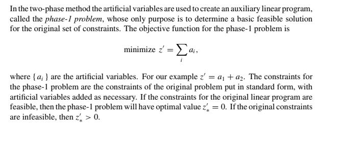 Solved In the two-phase method the artificial variables are | Chegg.com