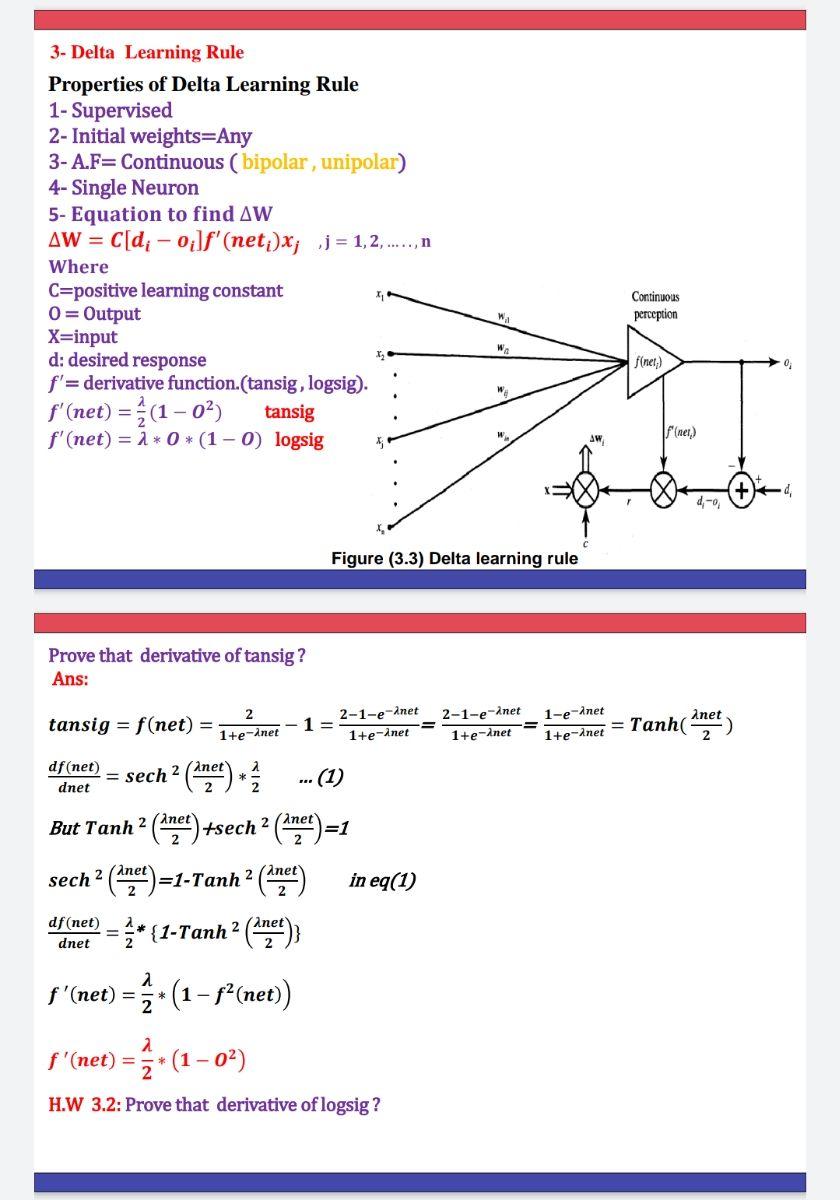 Solved 3- Delta Learning Rule Properties of Delta Learning | Chegg.com