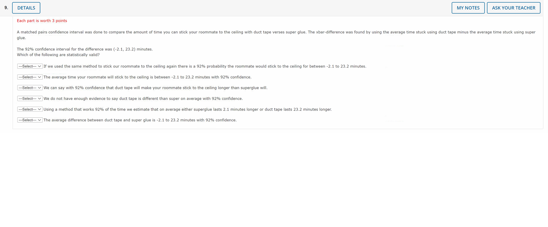 Solved 9. DETAILS MY NOTES ASK YOUR TEACHER Each part is | Chegg.com