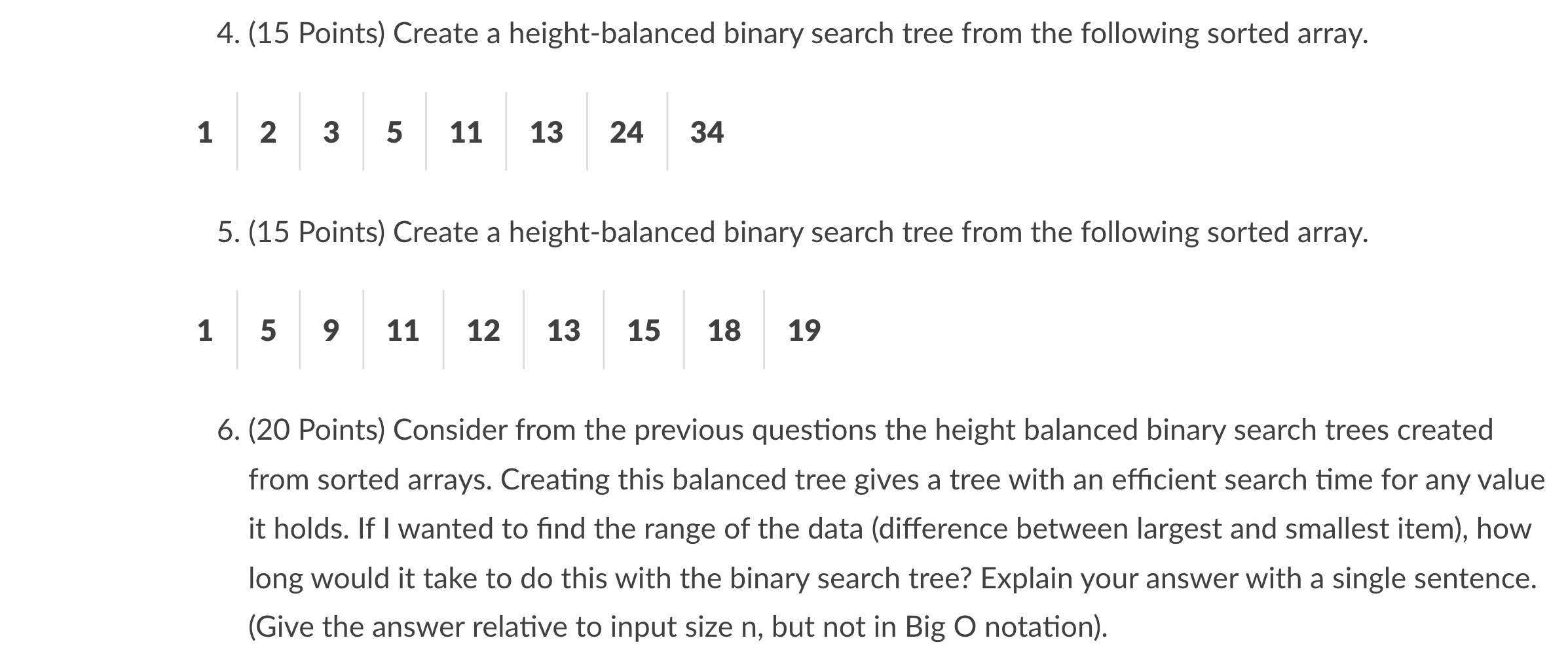 Solved 4. (15 Points) Create a height-balanced binary search | Chegg.com