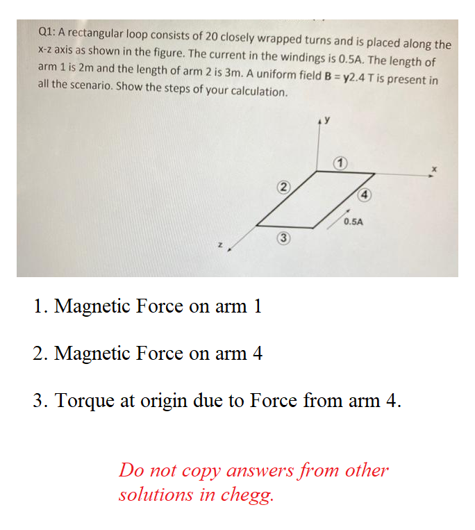 Solved Q1: A rectangular loop consists of 20 closely wrapped | Chegg.com