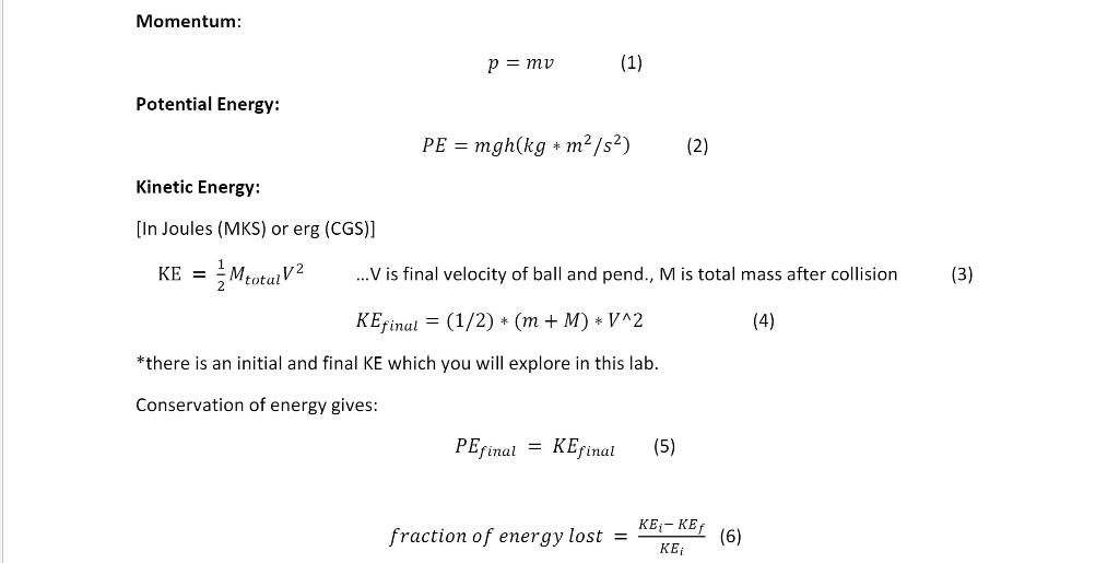 Solved 1. From Equation (2), calculate the kinetic energy of | Chegg.com