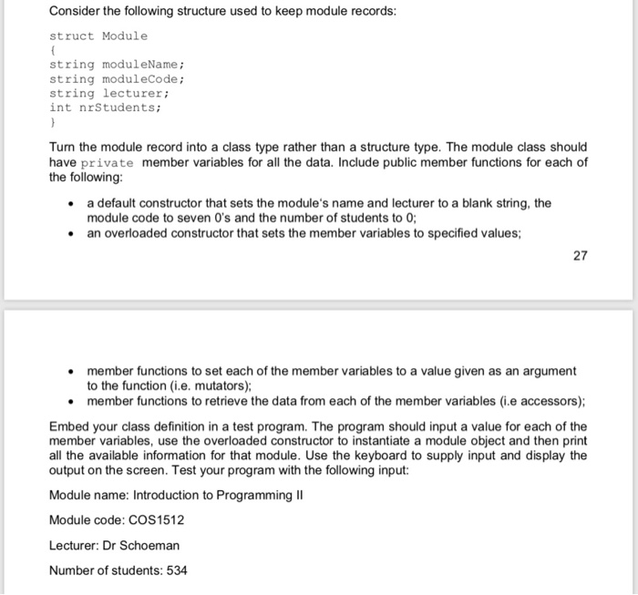 Solved Consider the following structure used to keep module | Chegg.com