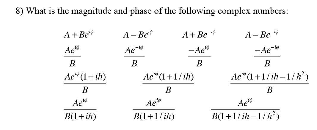 Solved What is the magnitude and phase of the following | Chegg.com