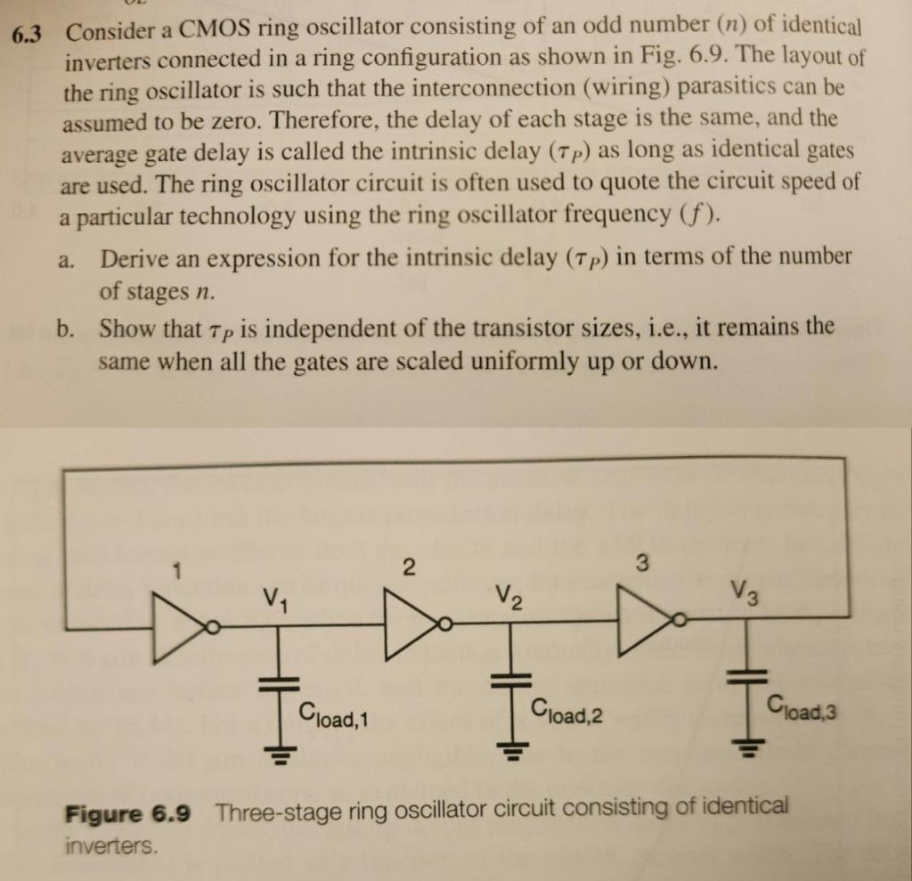 Solved 6.3 Consider a CMOS ring oscillator consisting of an