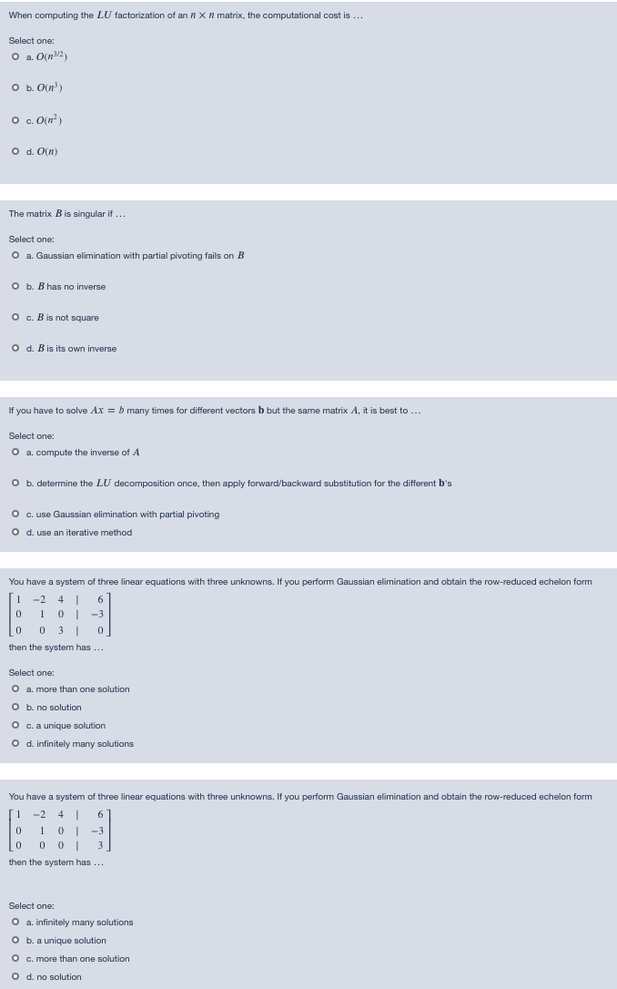 Solved When computing the LU factorization of an n x n | Chegg.com