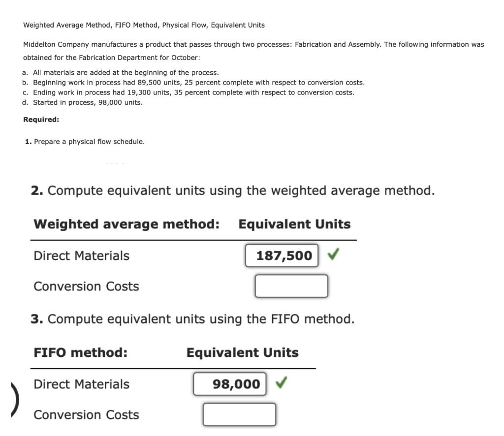 Solved Weighted Average Method, FIFO Method, Physical Flow, | Chegg.com