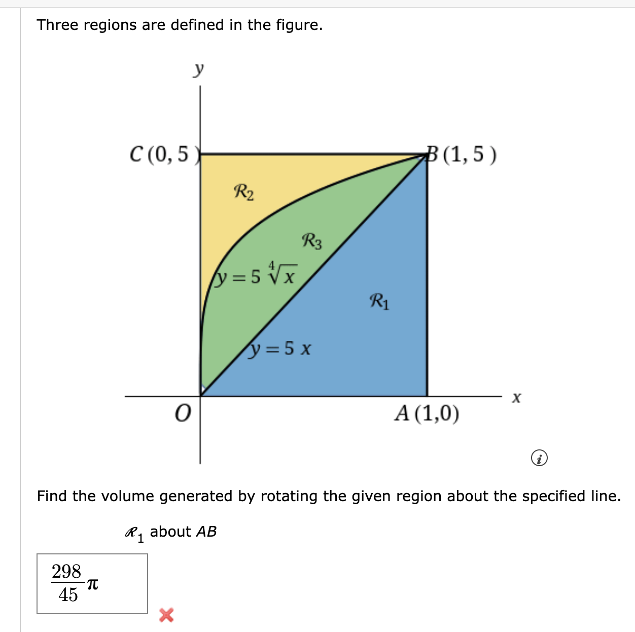 Solved Three regions are defined in the figure.Find the | Chegg.com