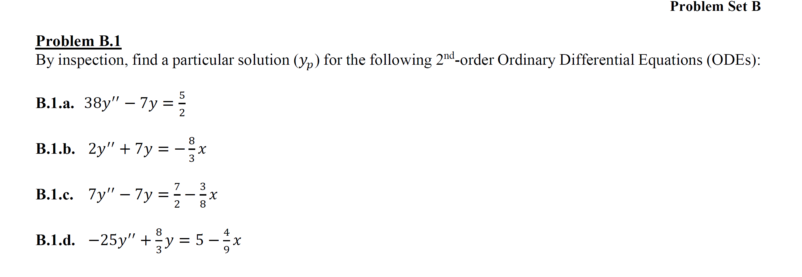 Solved Problem Set B Problem B.1 By Inspection, Find A | Chegg.com