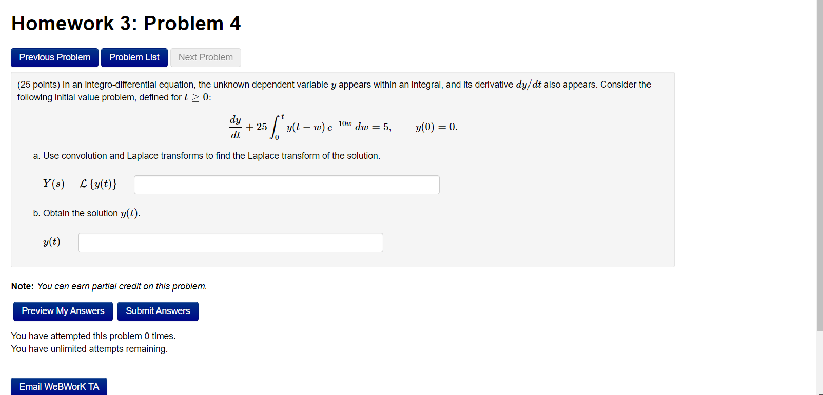 Solved Homework 3: Problem 4 Previous Problem Problem List | Chegg.com