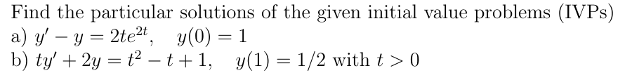 Solved Find the particular solutions of the given initial | Chegg.com