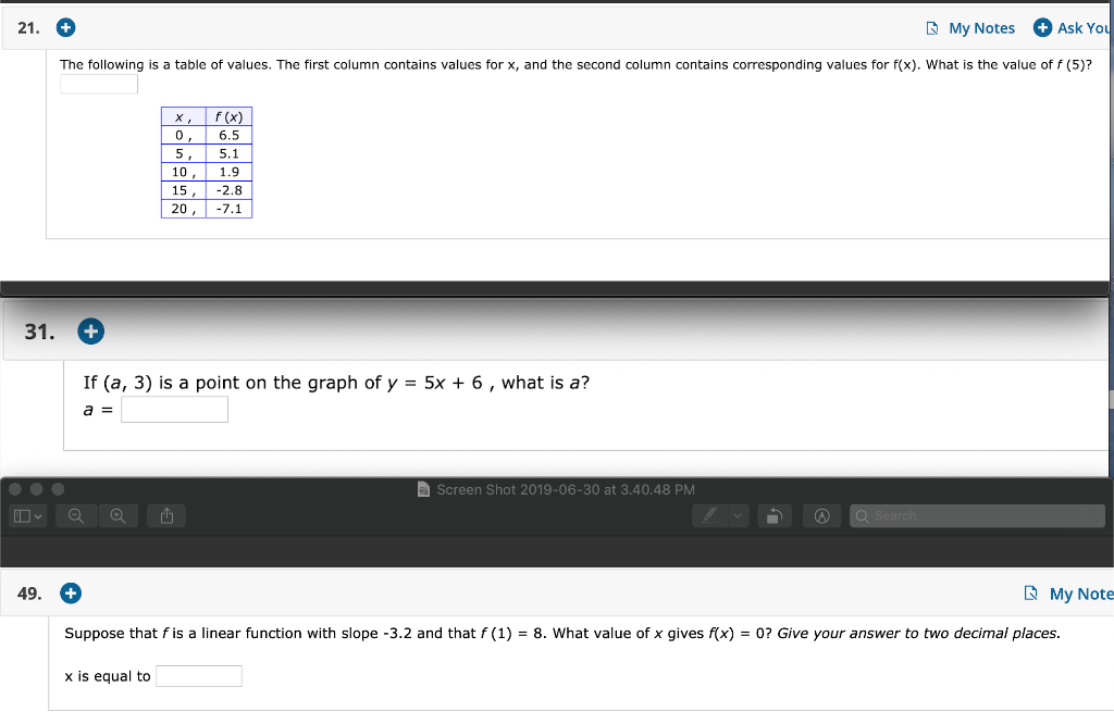 Solved My Notes 21. Ask You The following is a table of | Chegg.com