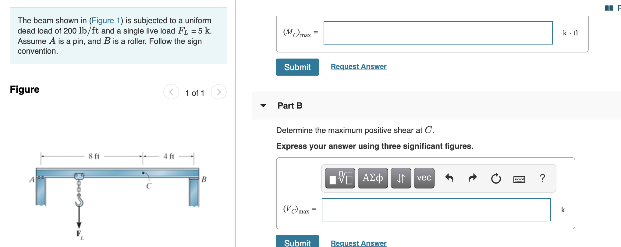 Solved The beam shown in (Figure 1) is subjected to a | Chegg.com
