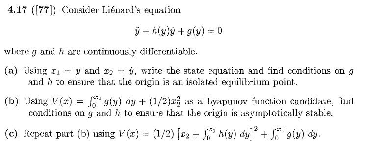 4 17 77 Consider Lienard S Equation J H G G G Chegg Com