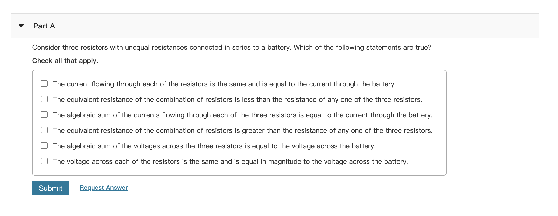 Solved Part A Consider three resistors with unequal