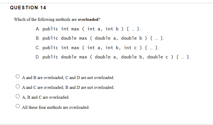 Solved QUESTION 14 Which Of The Following Methods Are | Chegg.com