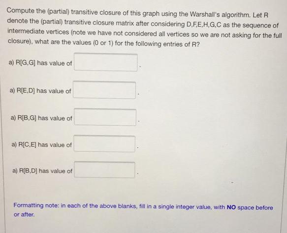 Solved Consider the following graph: E G H A B с F F D | Chegg.com