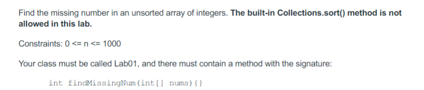 Solved Start with import java.util.Arrays; class Lab01{ | Chegg.com