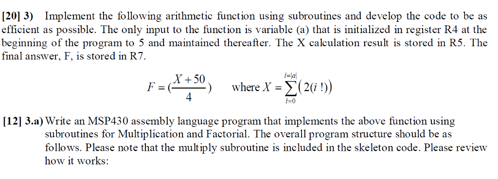 20] 3 Implement the following arithmetic function | Chegg.com