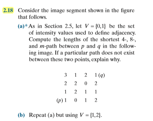 Solved 2.18 Consider The Image Segment Shown In The Figure | Chegg.com