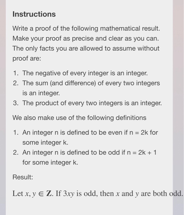 Solved Instructions Write a proof of the following | Chegg.com