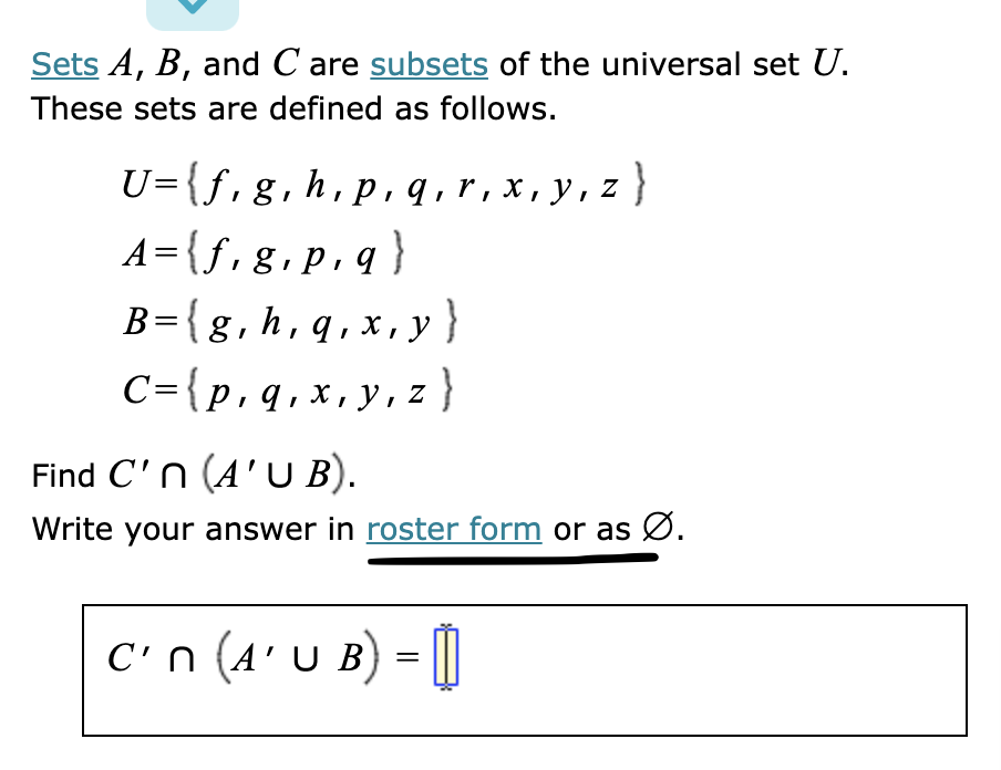 Solved Sets A,B, And C Are Subsets Of The Universal Set U. | Chegg.com