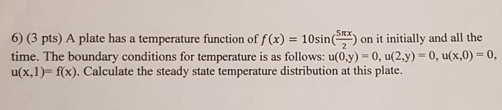 Solved 6) (3 pts) A plate has a temperature function of f(x) | Chegg.com