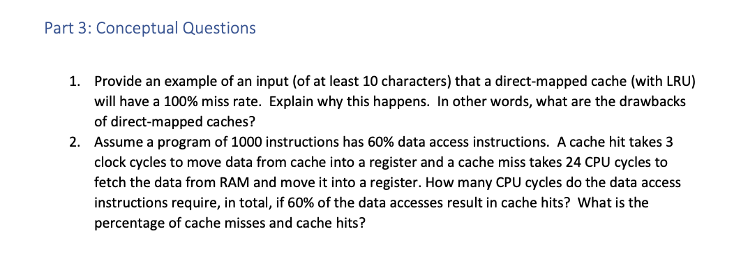 Solved Part 3: Conceptual Questions 1. Provide an example of | Chegg.com