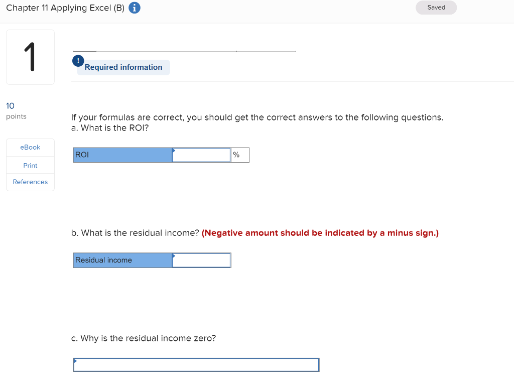 Solved Chapter 11 Applying Excel (B) ( Saved 10 Required | Chegg.com