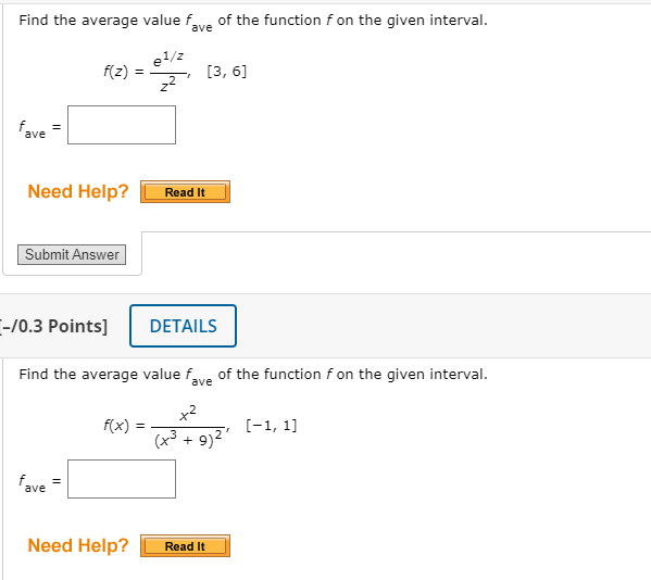 Solved Find The Average Value Fave Of The Function F On The | Chegg.com