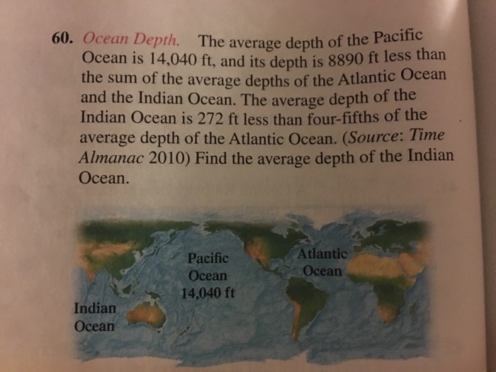 Solved The average depth of the Pacific Ocean is 14, 040 ft, | Chegg.com