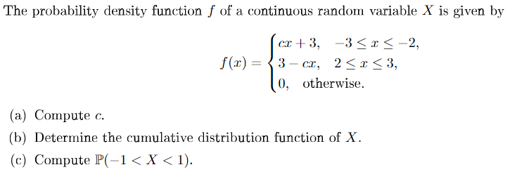 Solved The probability density function f of a continuous | Chegg.com