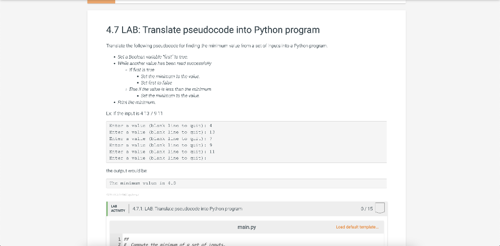 Solved I need help with this python lab ranslate the | Chegg.com