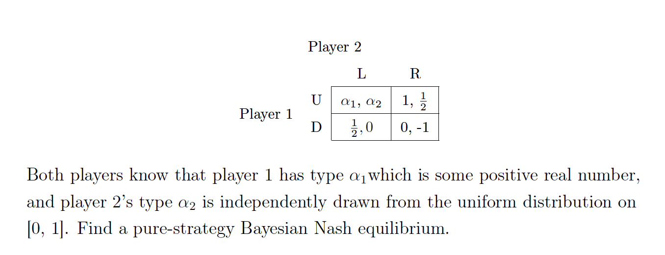 Solved Consider The Following Game Of Incomplete Information | Chegg.com