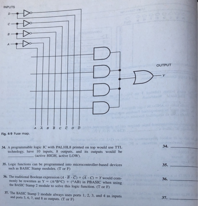 INPUTS OUTPUT Fig. 4-9 Fuse map. 34. A programmable | Chegg.com