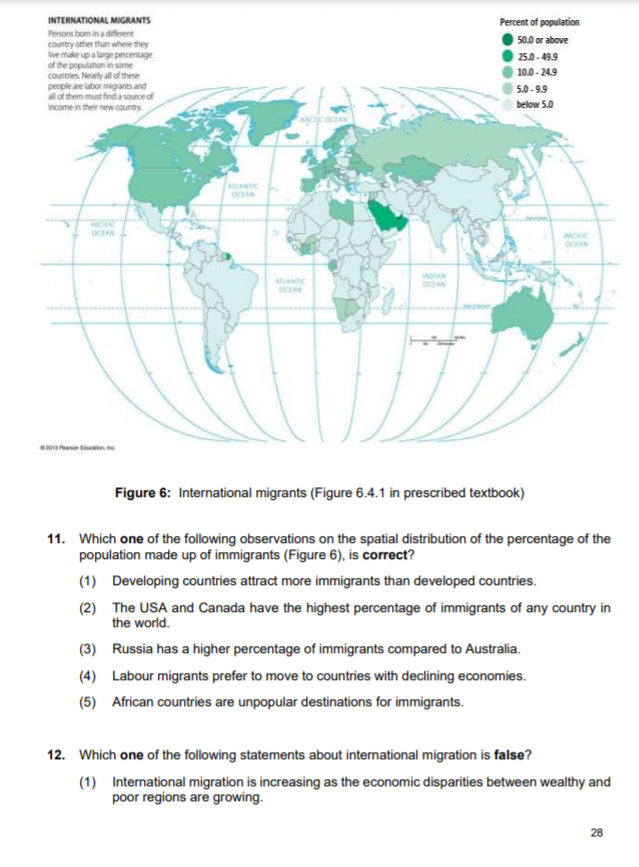 Solved INTERNATIONAL MIGRANTS Percent of population 50.0 or | Chegg.com