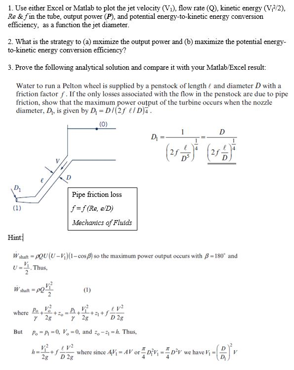 1. Use either Excel or Matlab to plot the jet | Chegg.com